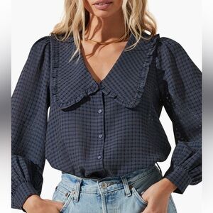 ASTR the Label Oversized Collared Blouse Button Up